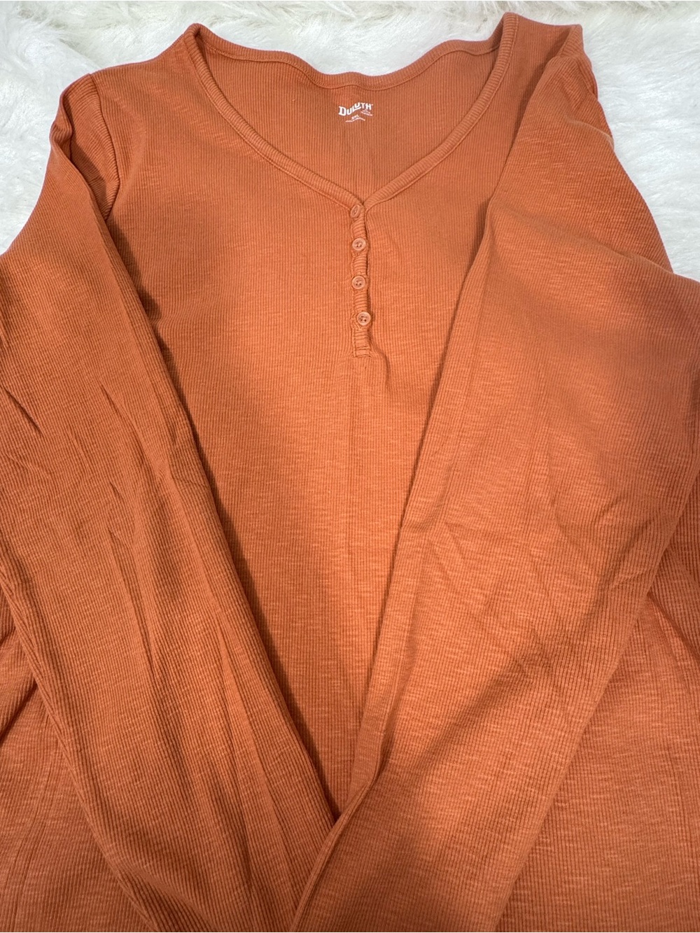 Duluth Trading Co Rust Ribbed Long-Sleeve Henley